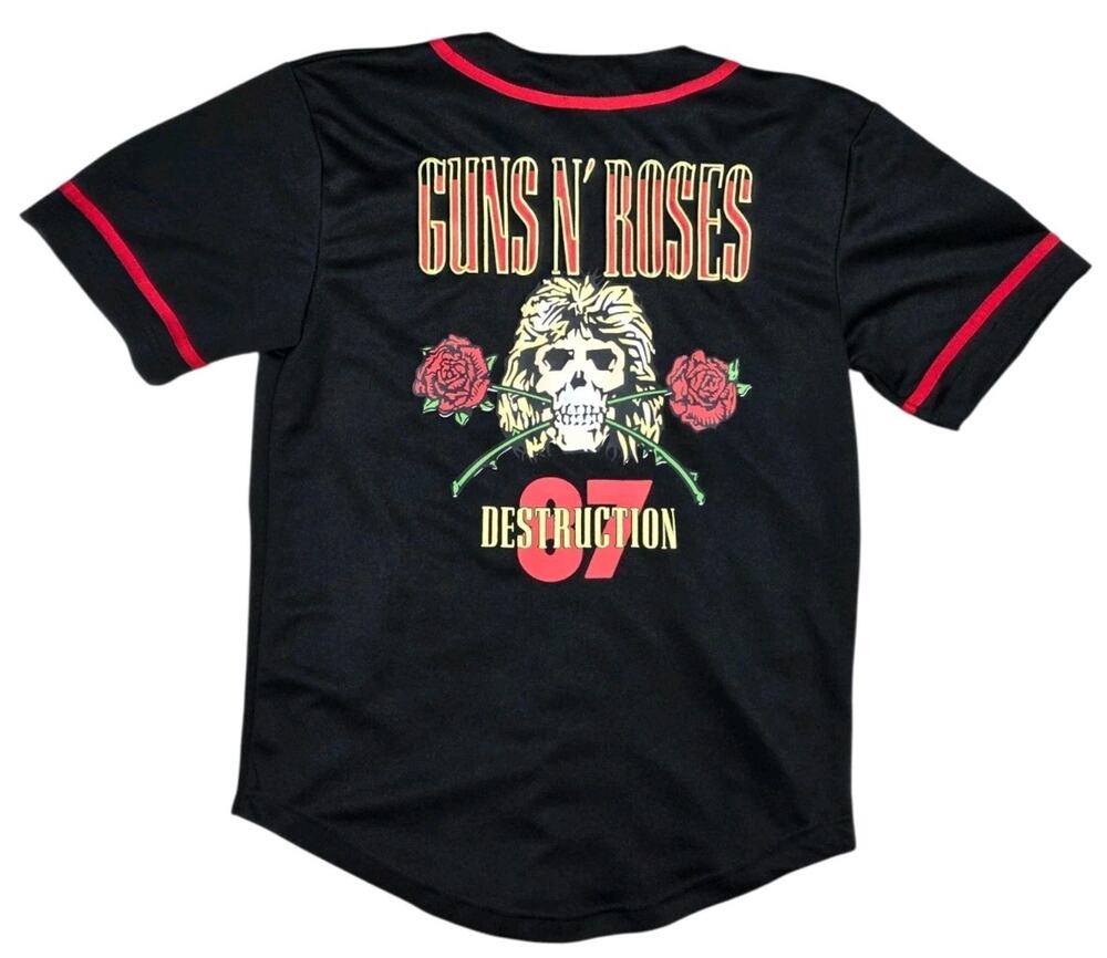 Guns N Roses Appetite For Destruction Baseball Jersey Licensed Black Red Medium